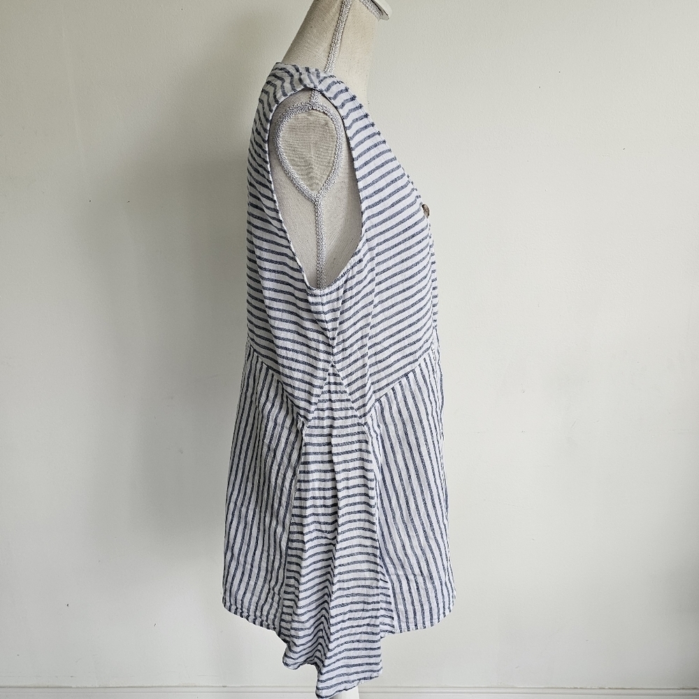 LAST CHANCE - Beach Lunch Lounge Striped Linen Blend Tank Tunic - Picture 6 of 8